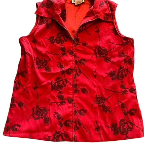 Briggs New York Red Fitted Blouse with Notched Collar - Picture 1 of 5